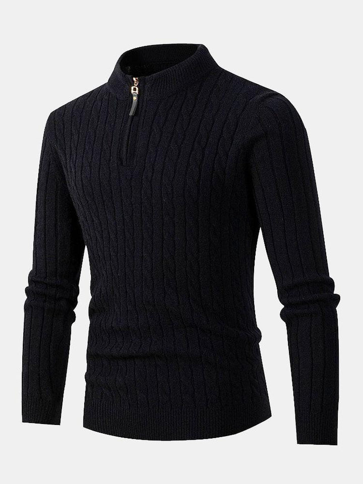 Harrison | Braided Mock Neck Quarter Zip Jumper