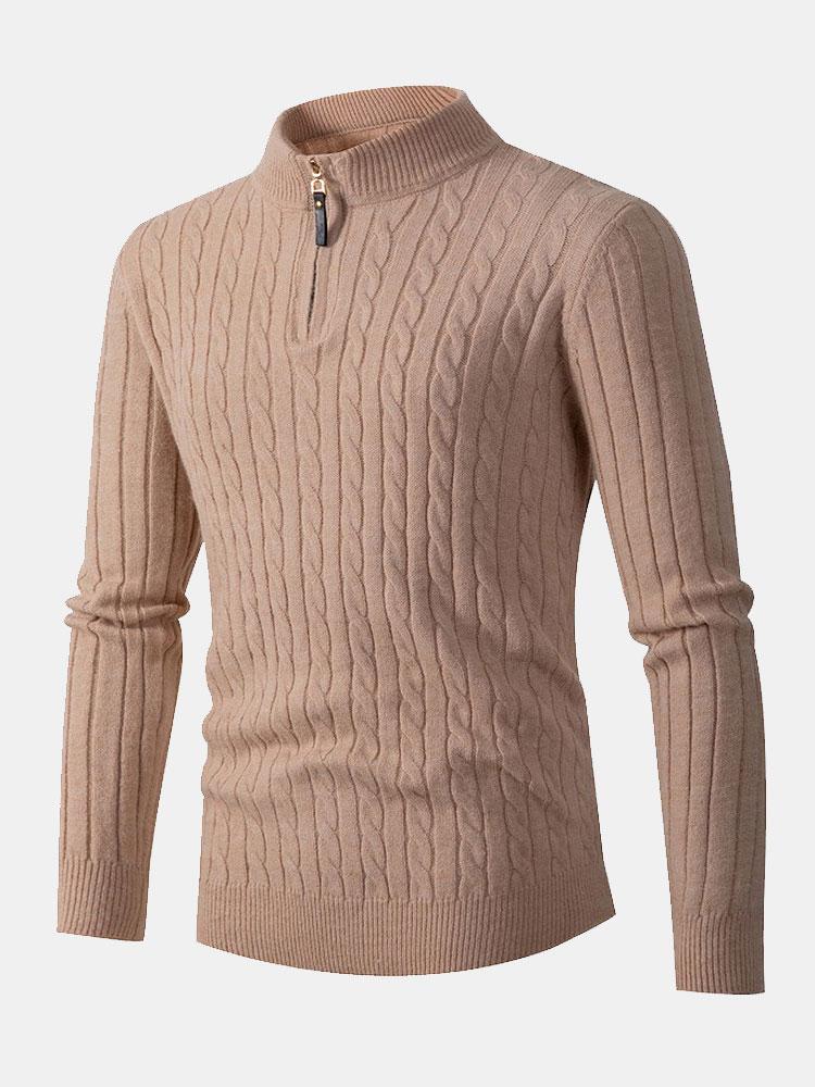 Harrison | Braided Mock Neck Quarter Zip Jumper