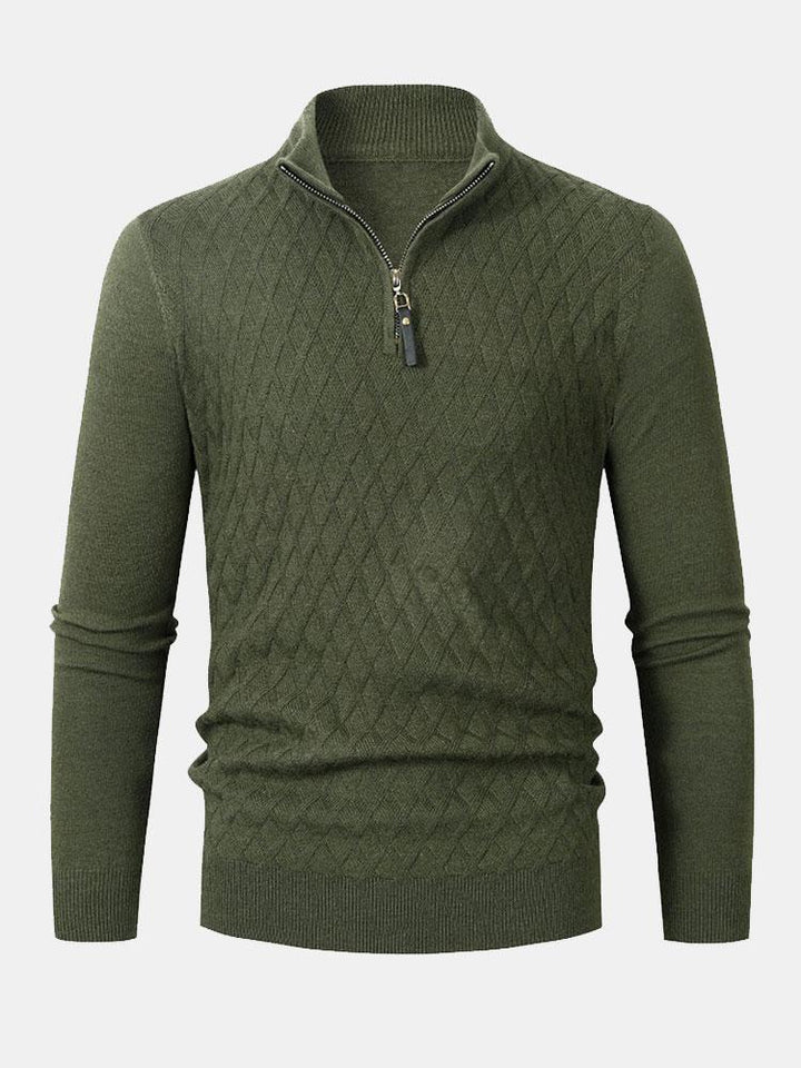 Henry | Diamond Mock Neck Quarter Zip Jumper