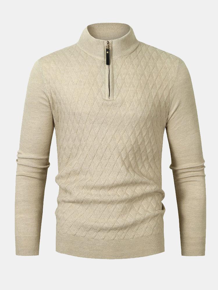 Henry | Diamond Mock Neck Quarter Zip Jumper