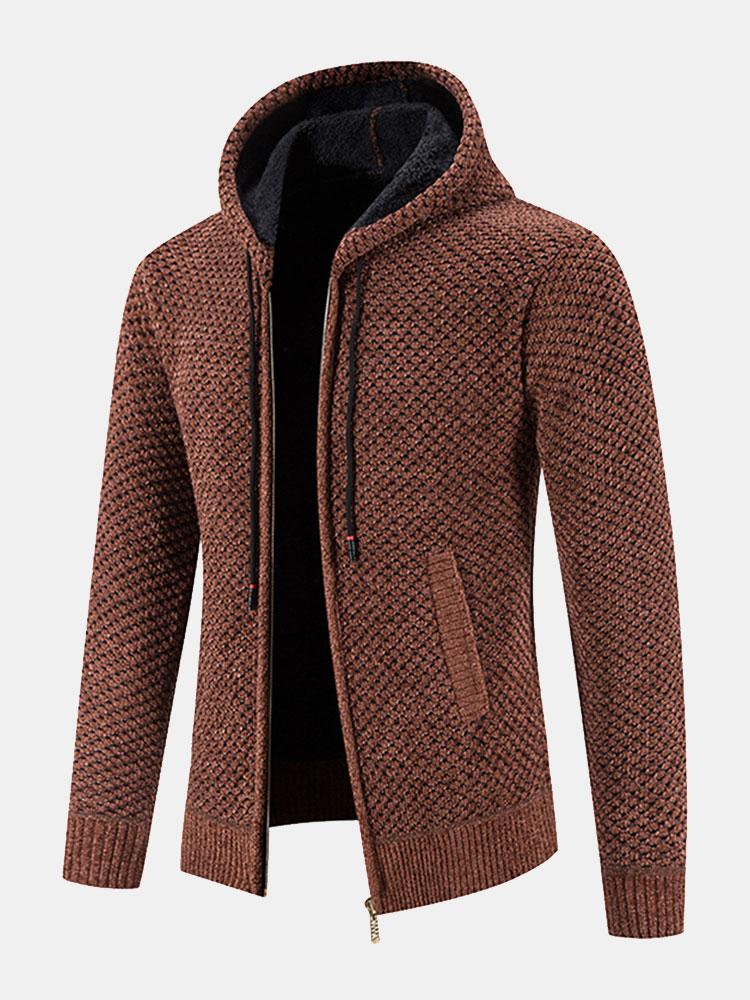 Mason | Teddy Lined Textured Hooded Sweater