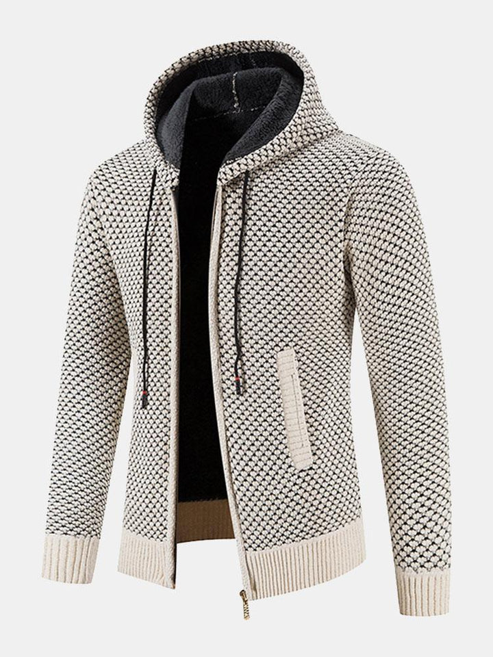 Mason | Teddy Lined Textured Hooded Sweater