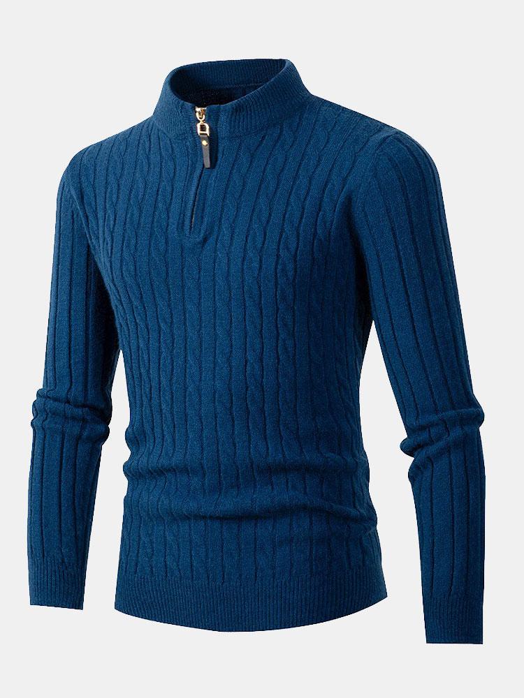 Harrison | Braided Mock Neck Quarter Zip Jumper