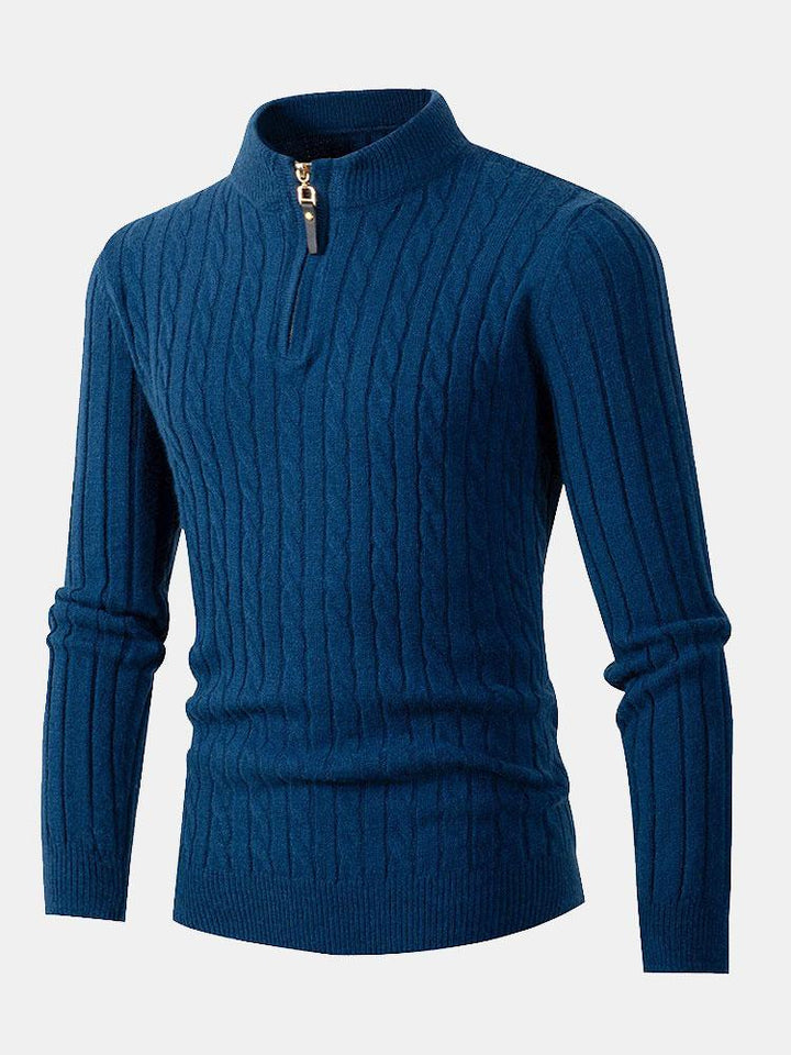 Harrison | Braided Mock Neck Quarter Zip Jumper