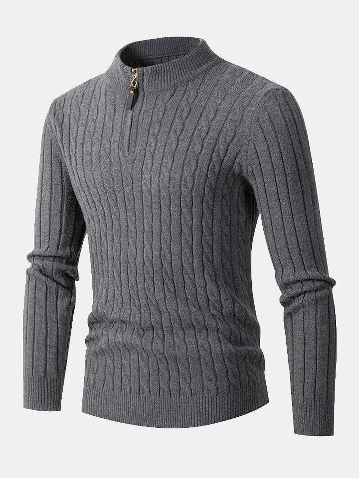 Harrison | Braided Mock Neck Quarter Zip Jumper