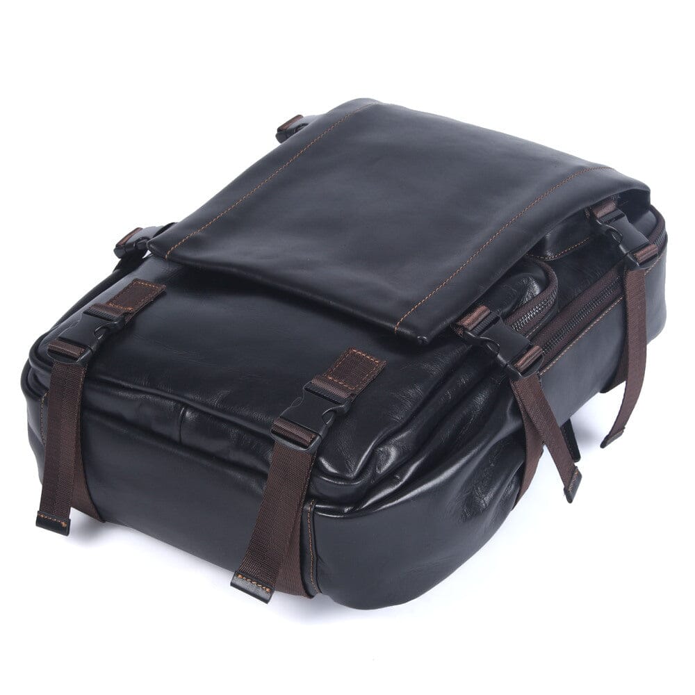 Tristan | Mens Black Leather Backpack