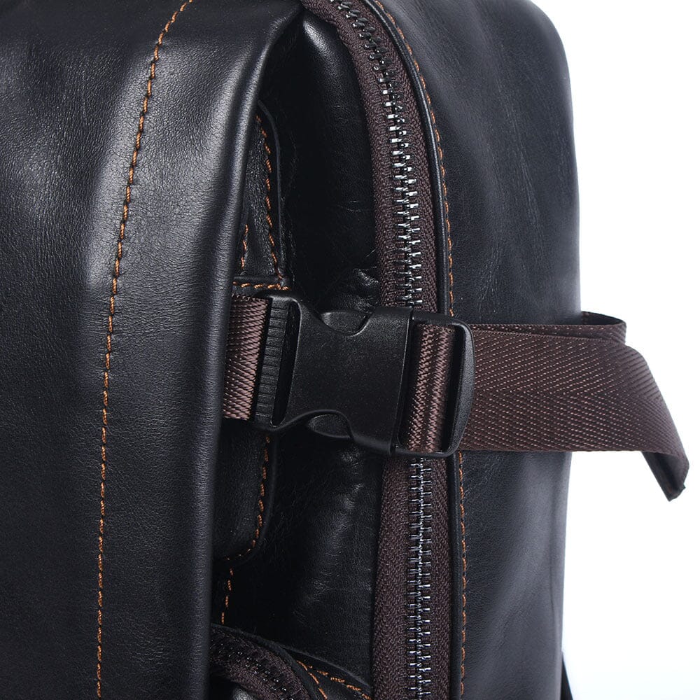 Tristan | Mens Black Leather Backpack