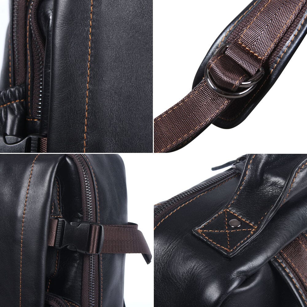 Tristan | Mens Black Leather Backpack