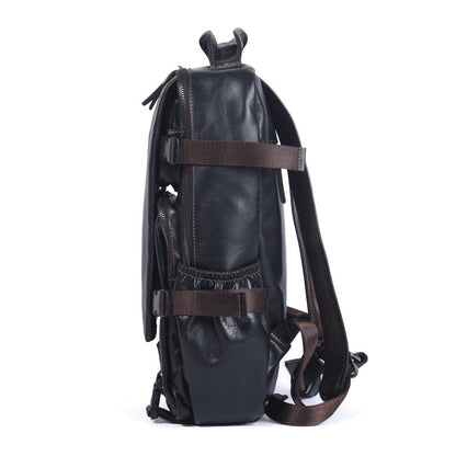 Tristan | Mens Black Leather Backpack