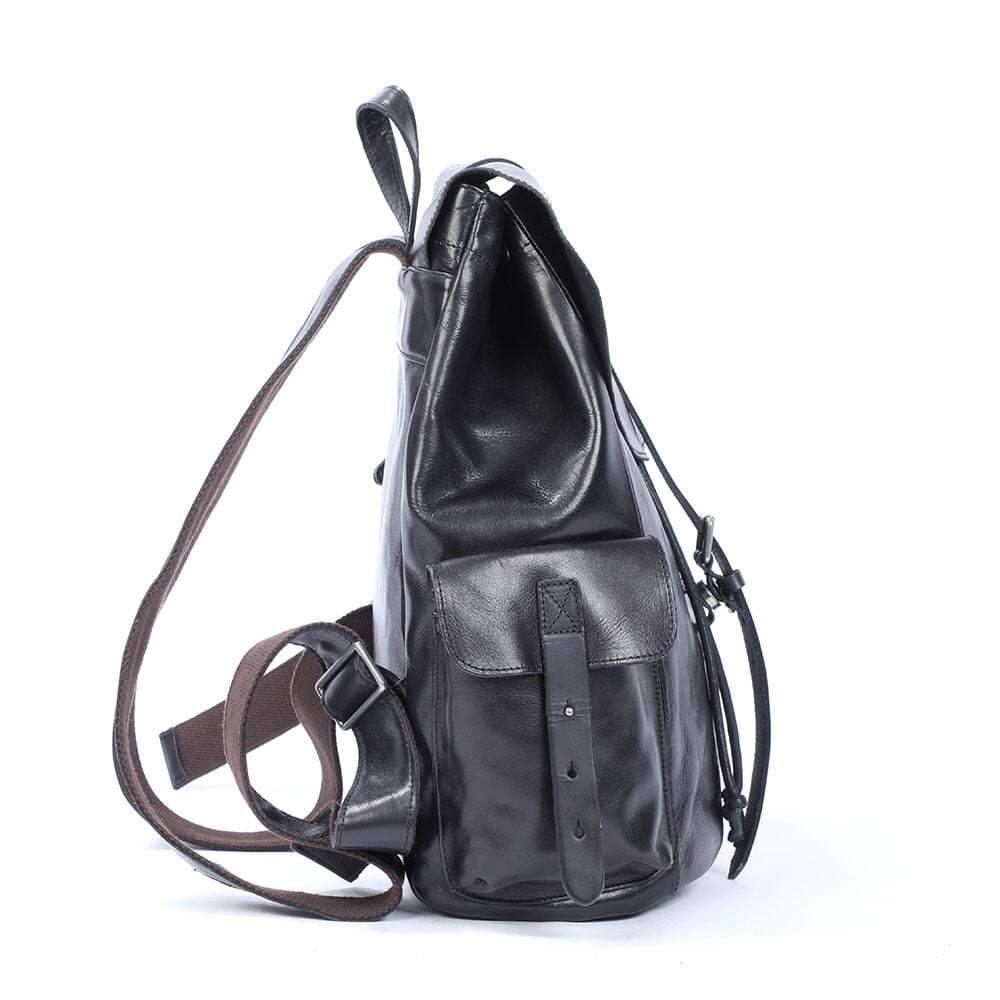 Robin | Small Black Leather Backpack